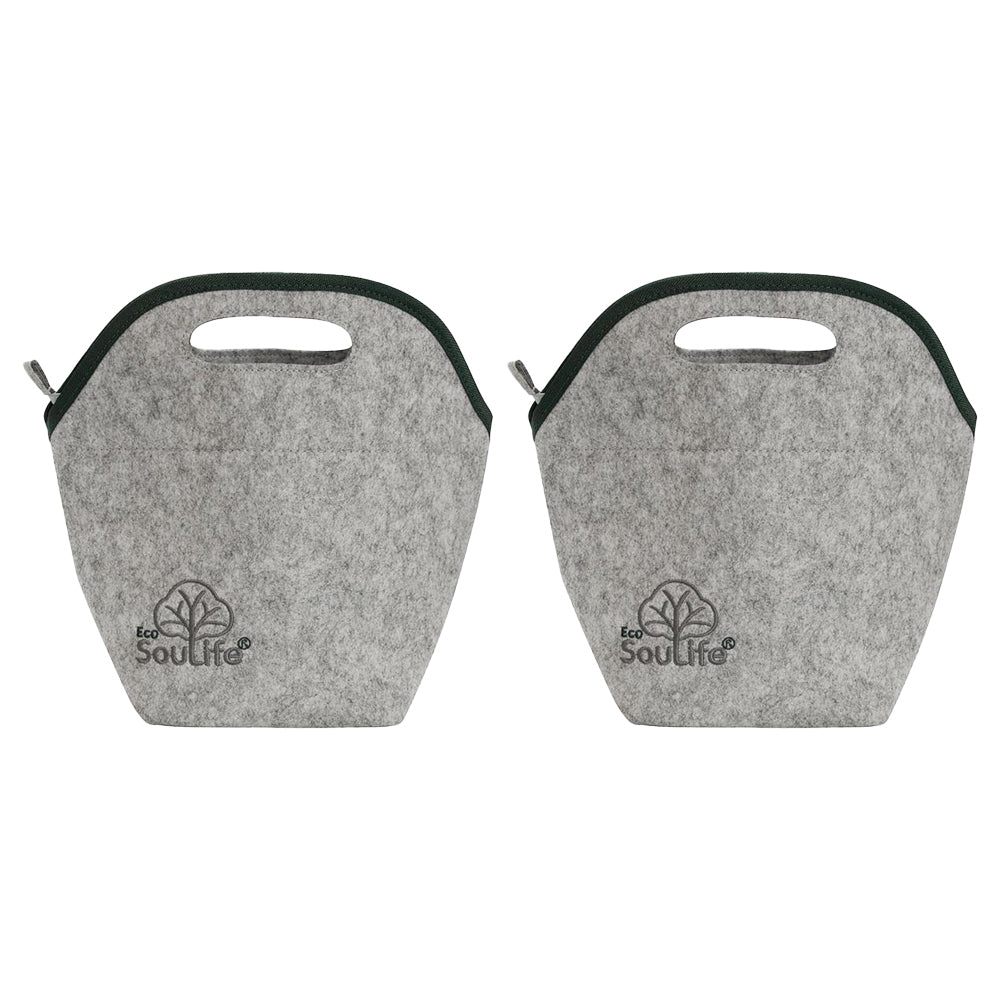 Eco Soulife 2PK EcoSouLife Reusable Insulated Food Bag/Lunchbag Storage w/ Handle Grey (6 Pack) — image 2