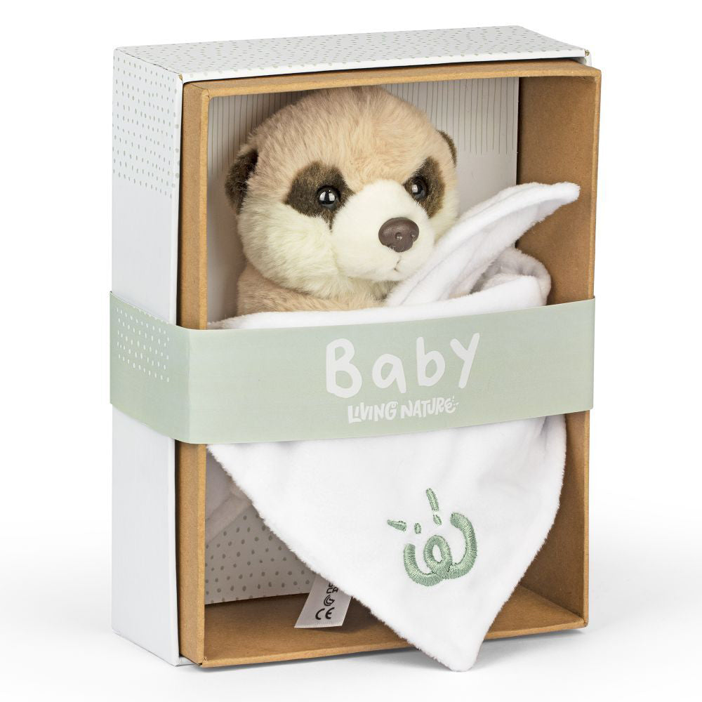 Living Nature 21cm Baby Meerkat w/ Blanket Kids Animal Plush Stuffed Toy Brown