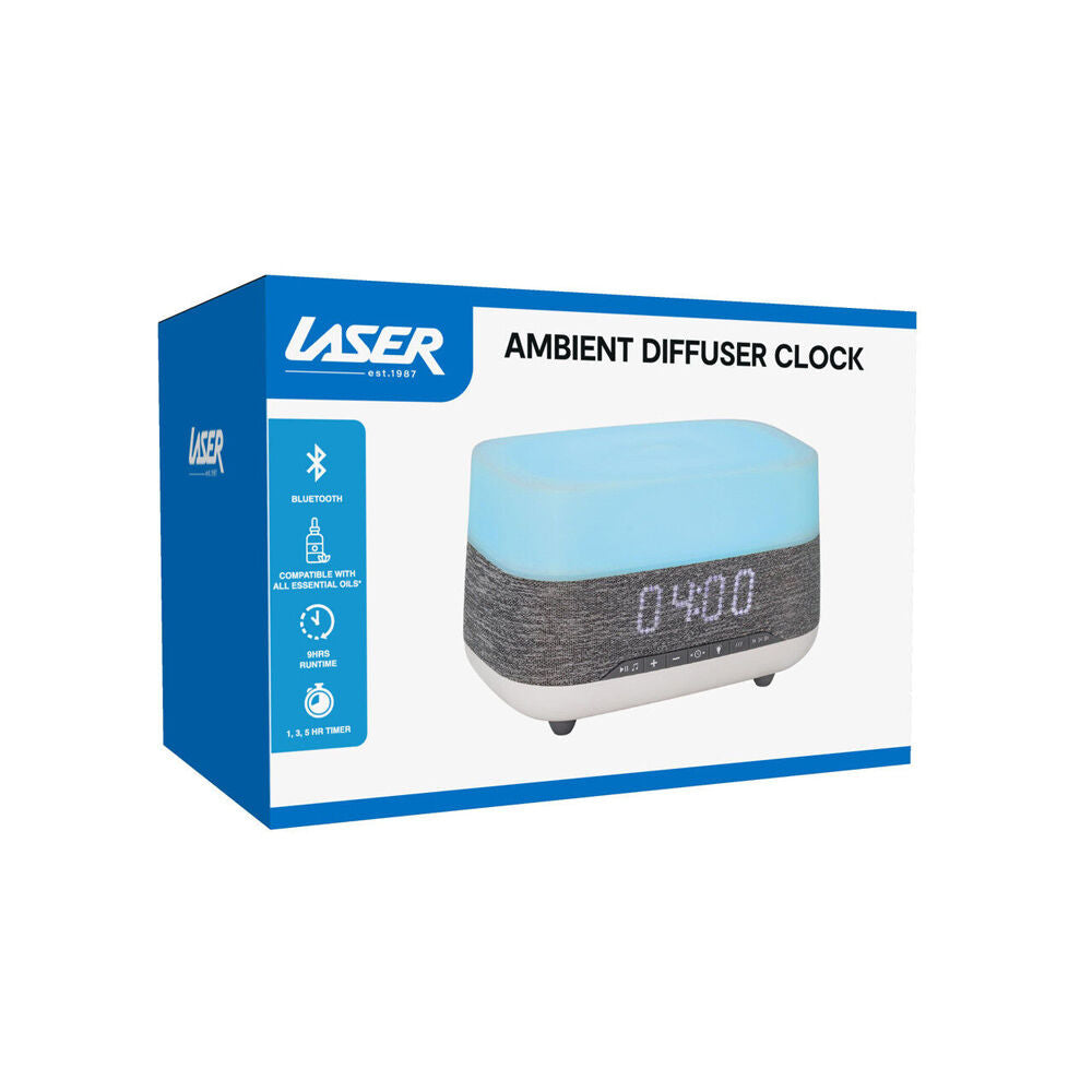 Laser 18.5cm Ambient Diffuser Clock Radio w/ Bluetooth Speaker & LED Light — image 2