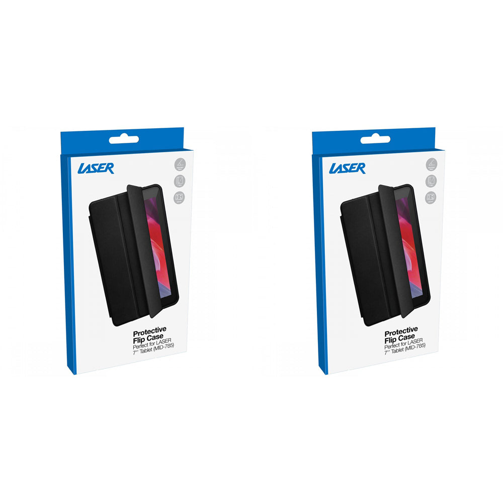 Laser 7" Flip Case Cover For MID-785 Android Tablet - Black (2 Pack)
