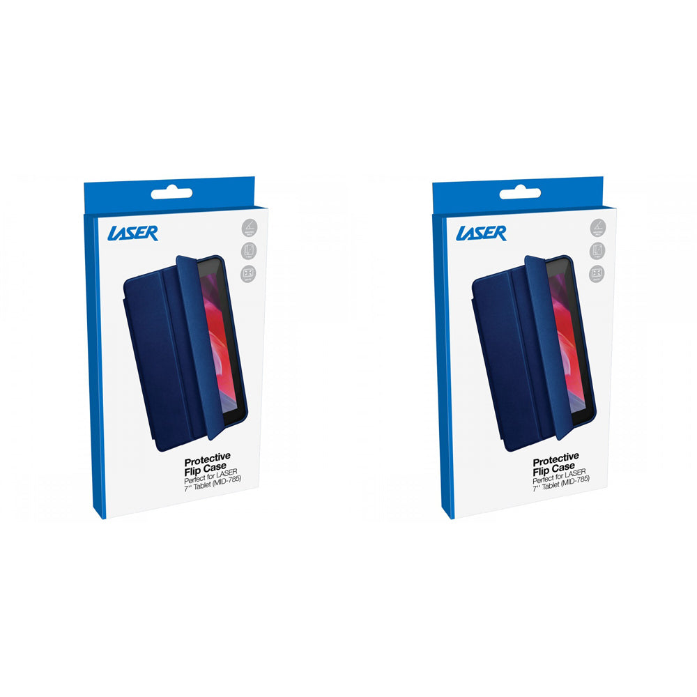 Laser 7" Flip Case Cover For MID-785 Android Tablet - Navy (2 Pack)