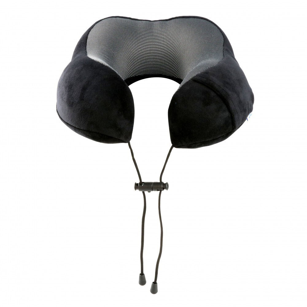 Laser Easy Snap Memory Foam Neck Travel Pillow Flight Sleeping Support — Black