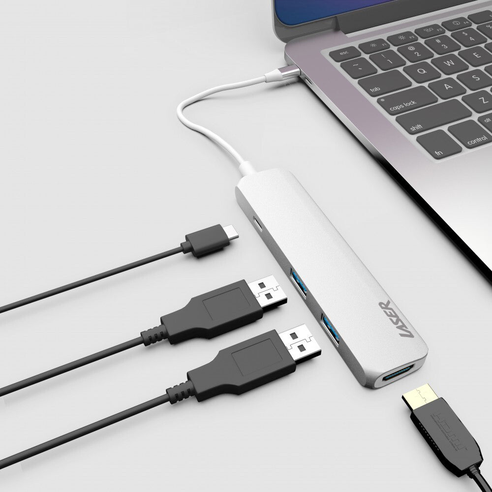Connect Cable 4-Port Male USB-C to Hdmi/usb 3.0 Hub Adapter For Laptop White — image 2