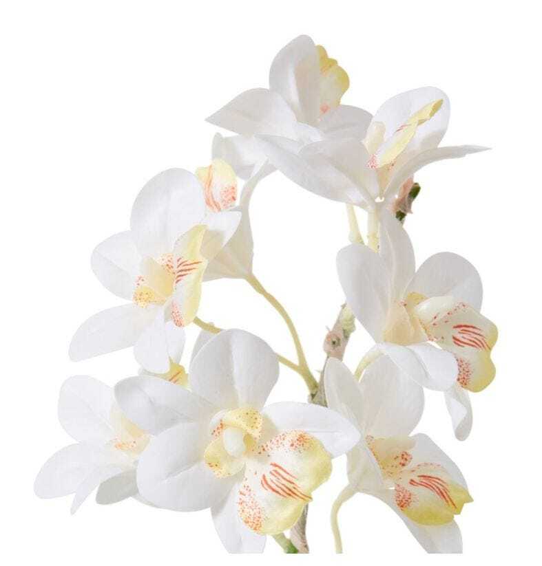 E Style Artificial White 48cm Plastic Cymbidium Hybrid Dimple Pot Flower — image 2