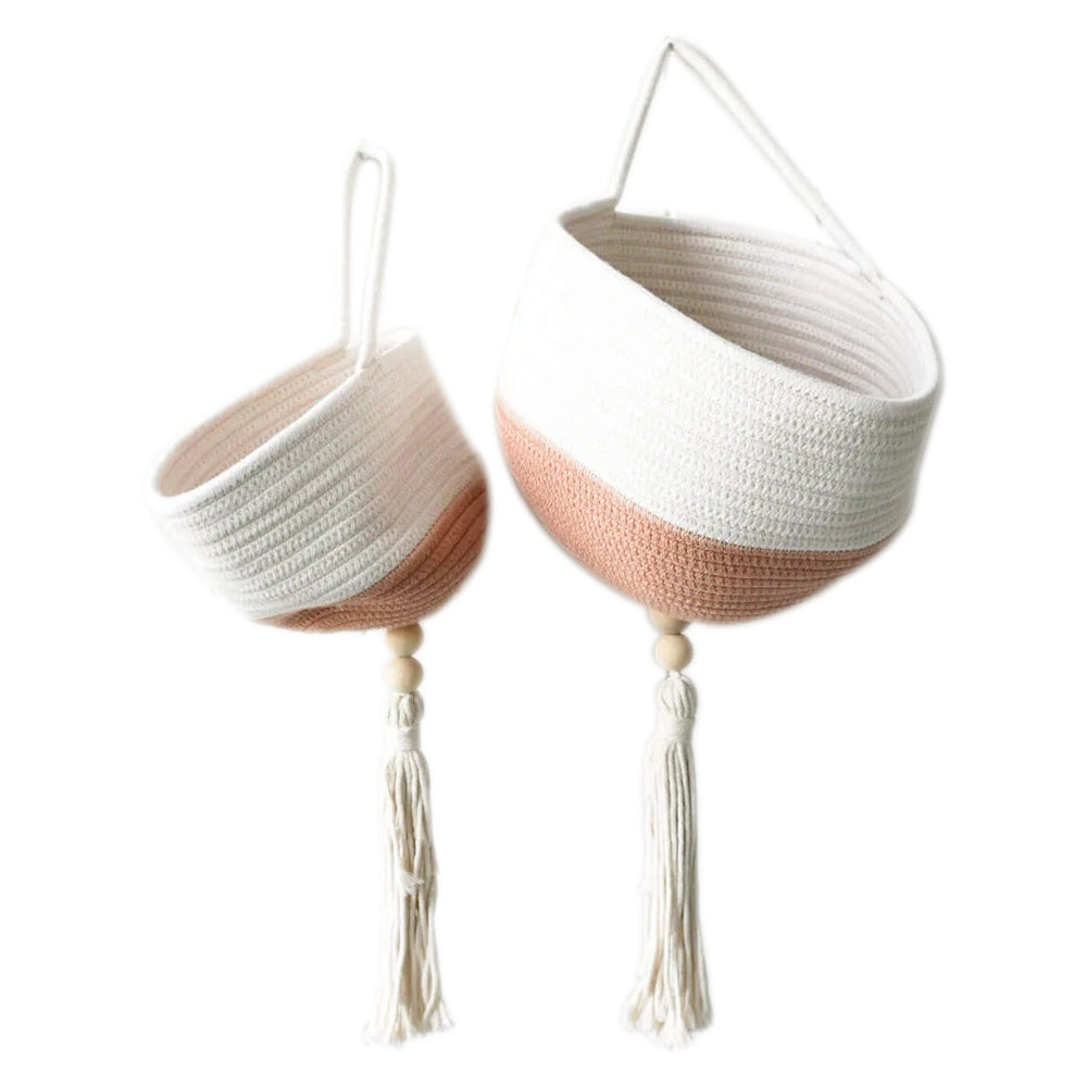 Rayell Lana Hanging Planters Salmon/White Home Decor Large/Small 18/25cm (2 Pieces)