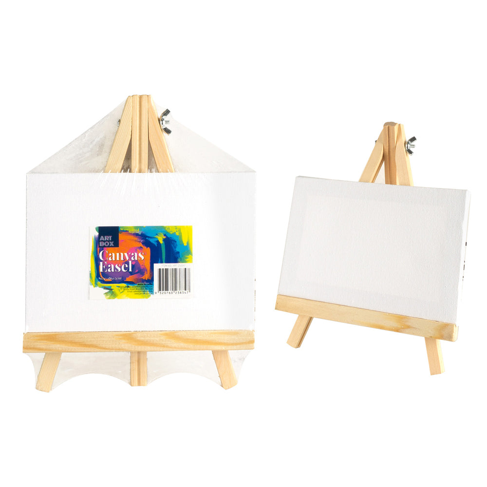 Art Boxd 18cm Stretched Canvas 280gsm Art Painting w/ Wooden Easel Medium Thick — image 2