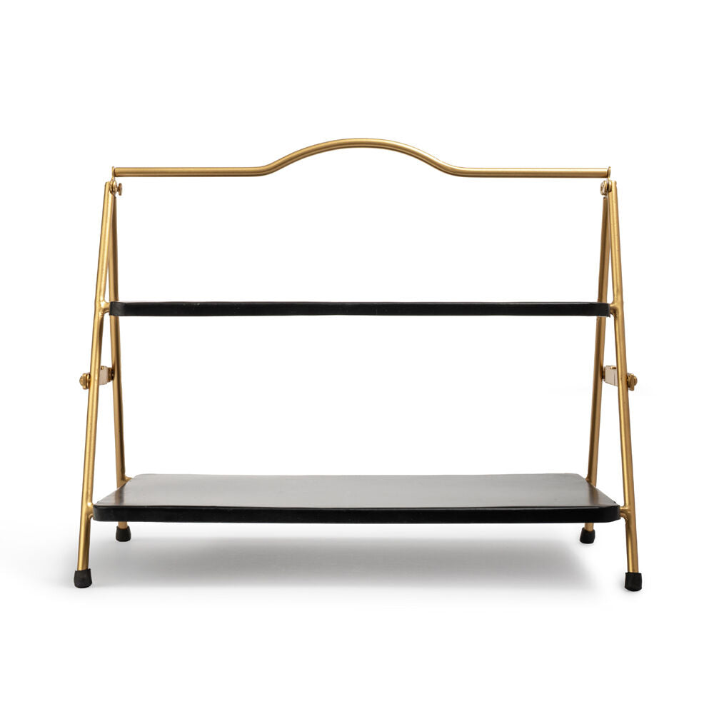 Artesa 39x26cm Black/Gold 2 Tier Metal Serving Tray/Stand Charcuterie Pastries — image 4