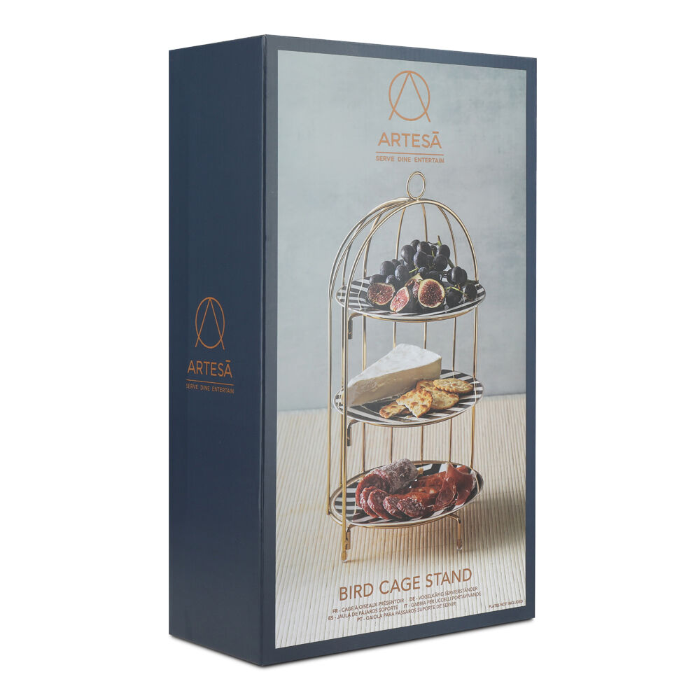 Artesa 22x42cm Copper 3 Tier Afternoon Tea/Cake Bird Cage Stand Holds 3x Trays — image 2