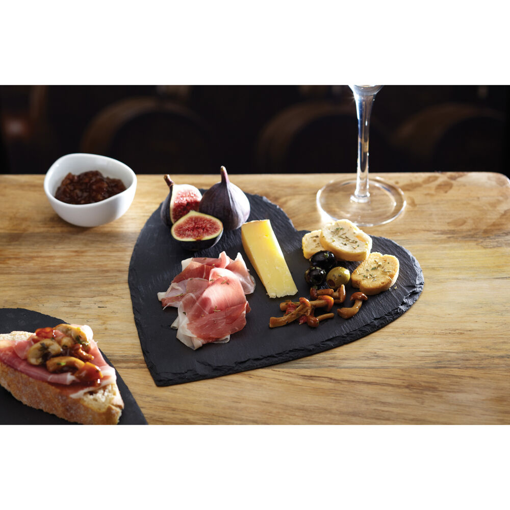Artesa Rustic Slate Heart Shaped Serving Platter/Tray Charcuterie/Entree — image 3