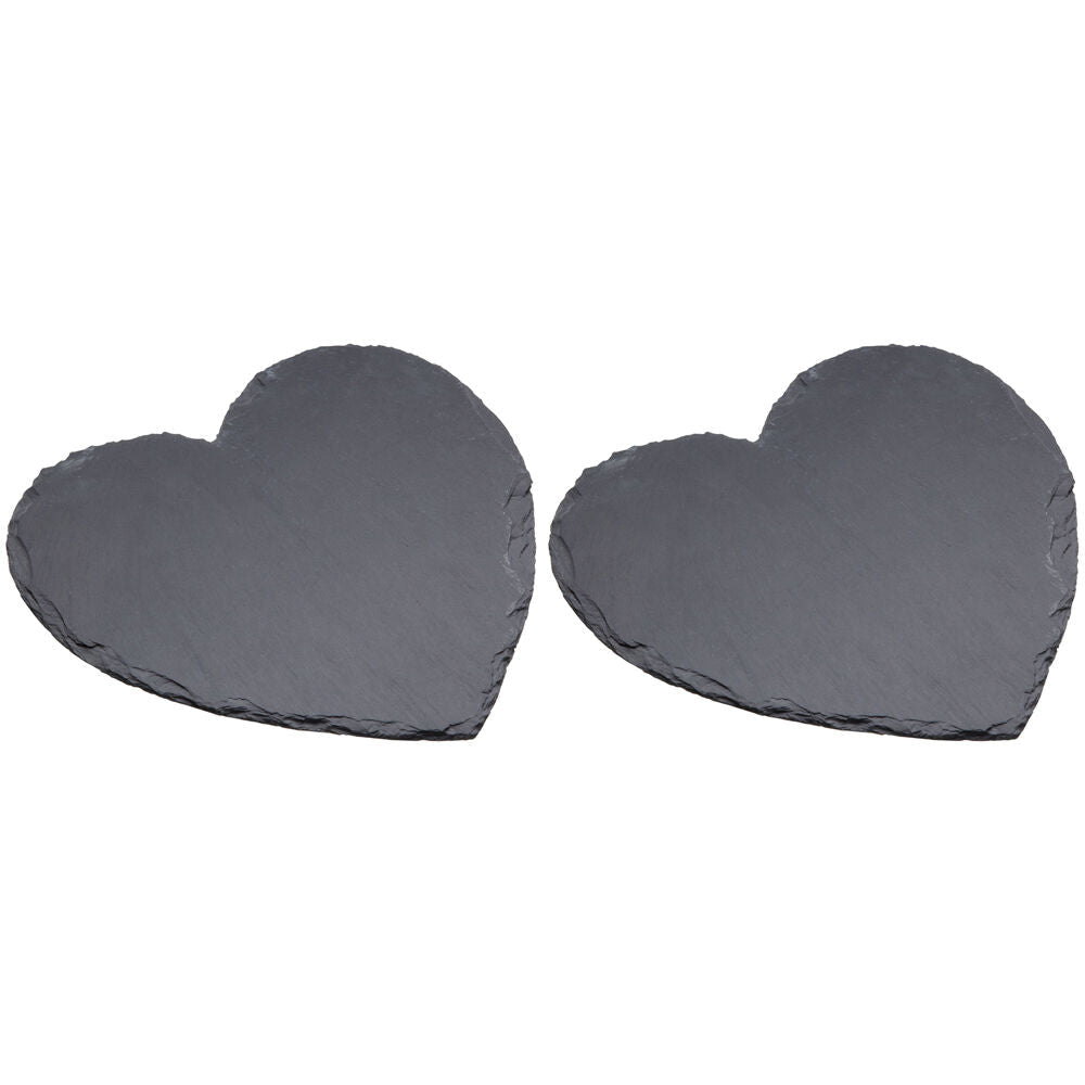 Artesa Rustic Slate Heart Shaped Serving Platter/Tray Charcuterie/Entree (2 Pack)