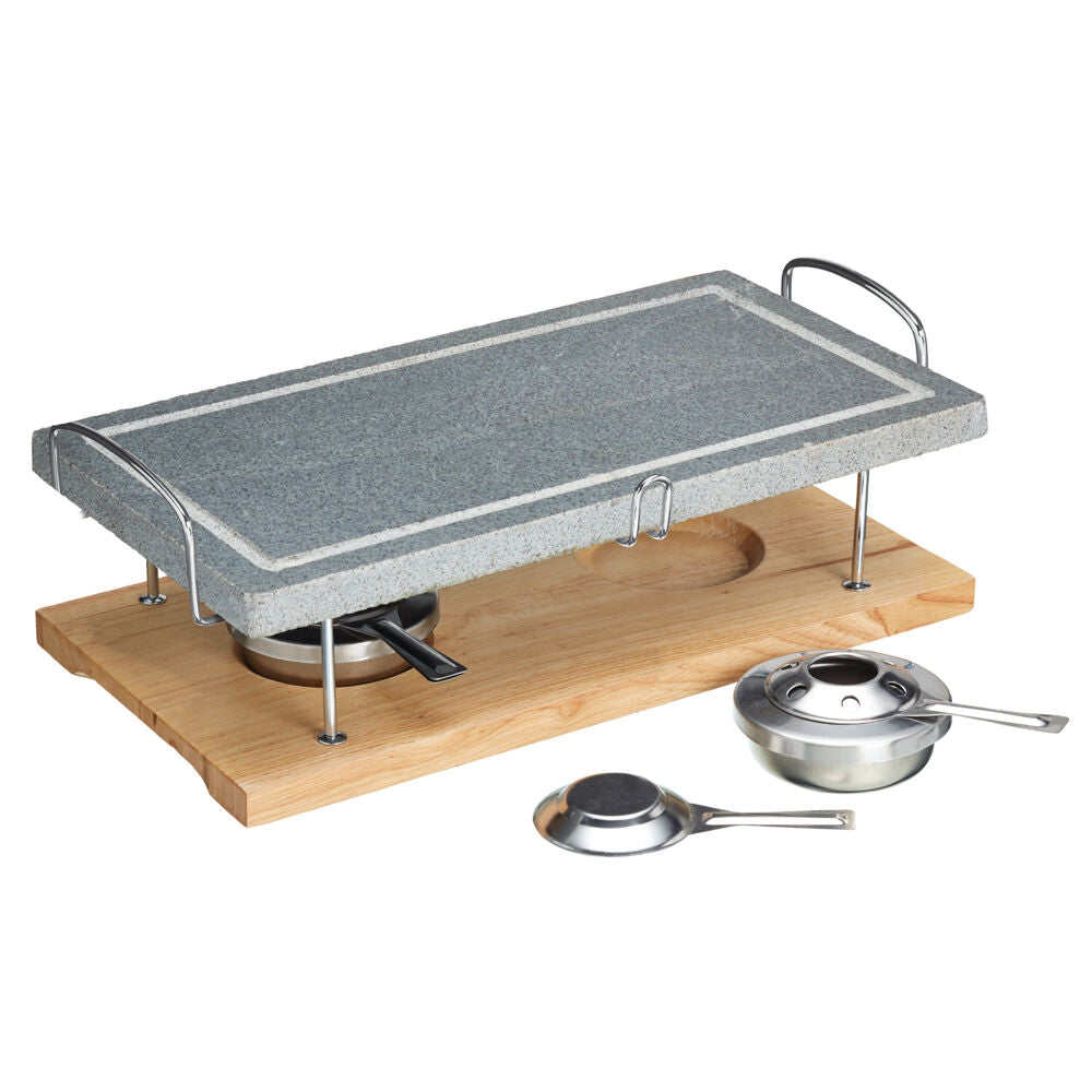 Artesa Marble Hot Stone Grill with Wooden Base and Burners