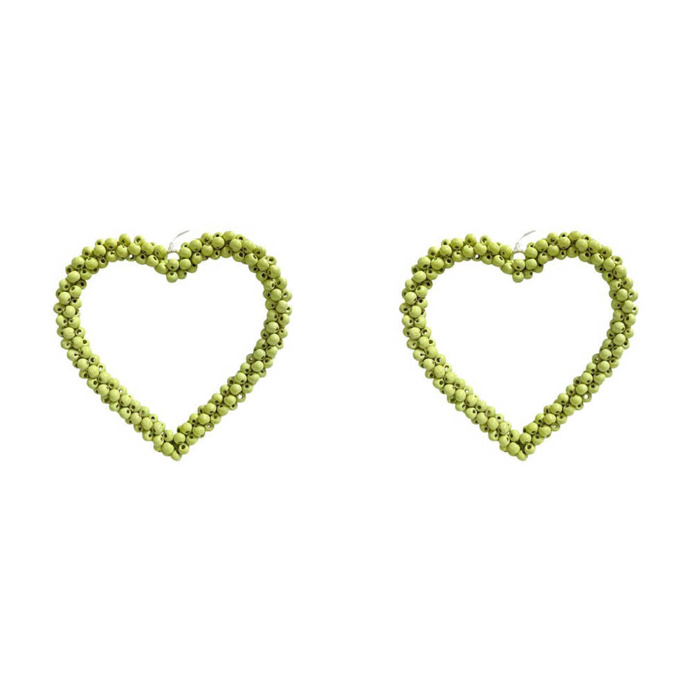 LVD Bead Heart Hanger Wooden Hanging Ornament Home/Garden Decor Green 17cm (2 Pack)