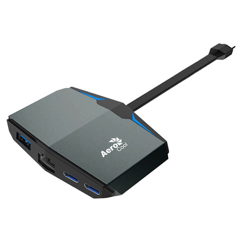 Aerocool Type-C USB Male to Female 2x USB-C/3x USB-A/RJ-45 Ethernet Hub Adapter