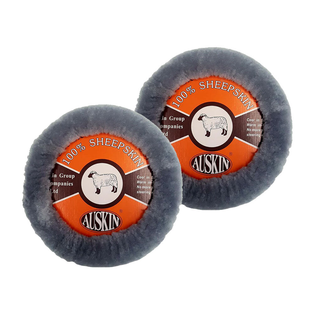 Huxford Grove Sheepskin Car/Auto Universal Soft Steering Wheel Cover Charcoal (2 Pack)