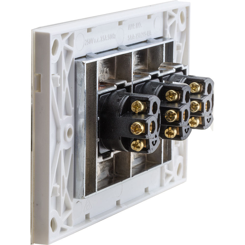Doss ASW3 115mm Acrylic Wall Plate 3 Gang Light Power Switch 2 Way On/Off White — image 2