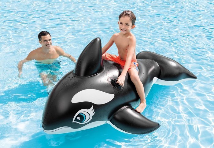 Airtime 150x35cm Inflatable Whale w/ Handles Pool/Beach Kids Floating Toy Black — image 2