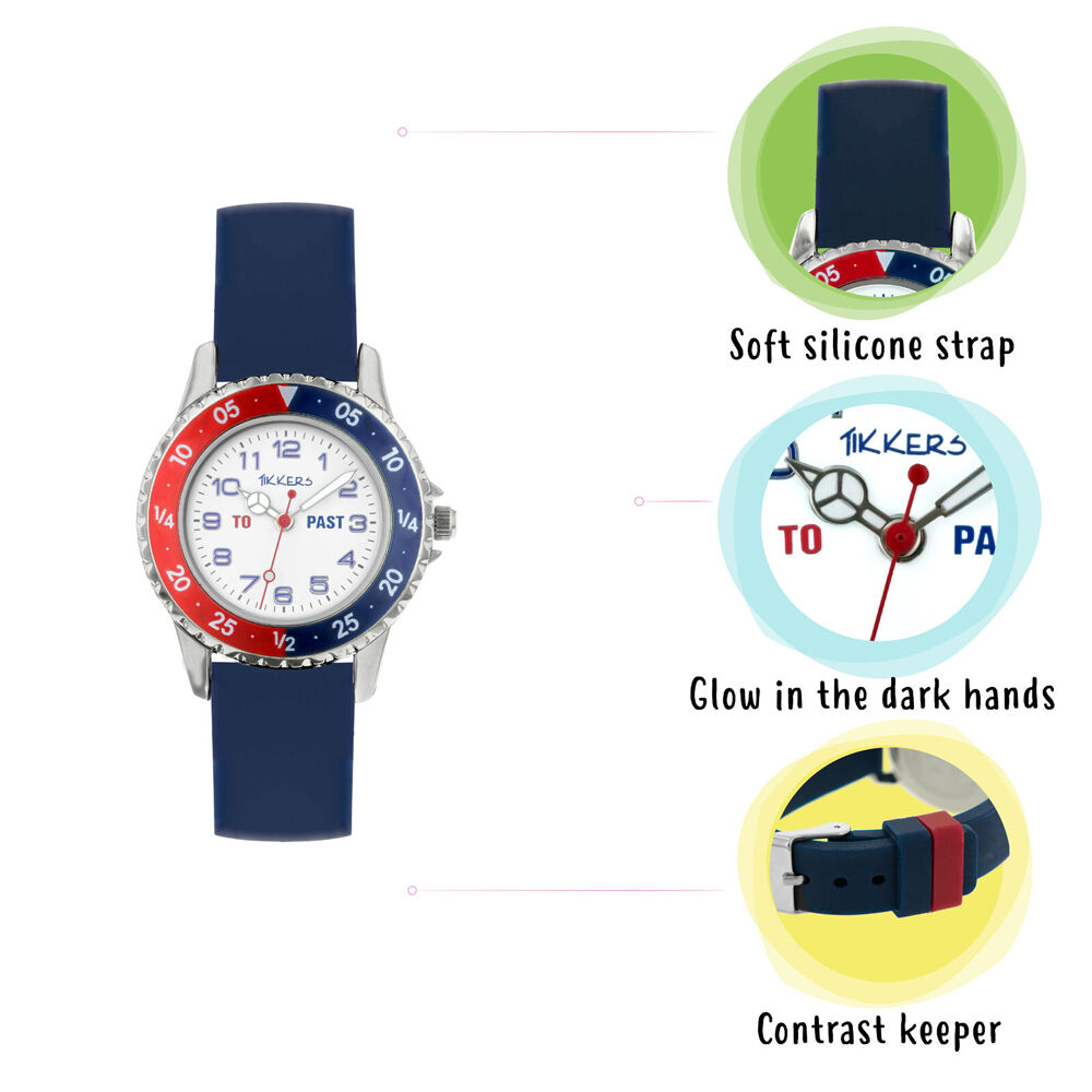 Tikkers Time Teacher Dial Watch with Blue and Red Silicone Straps - Red — image 2
