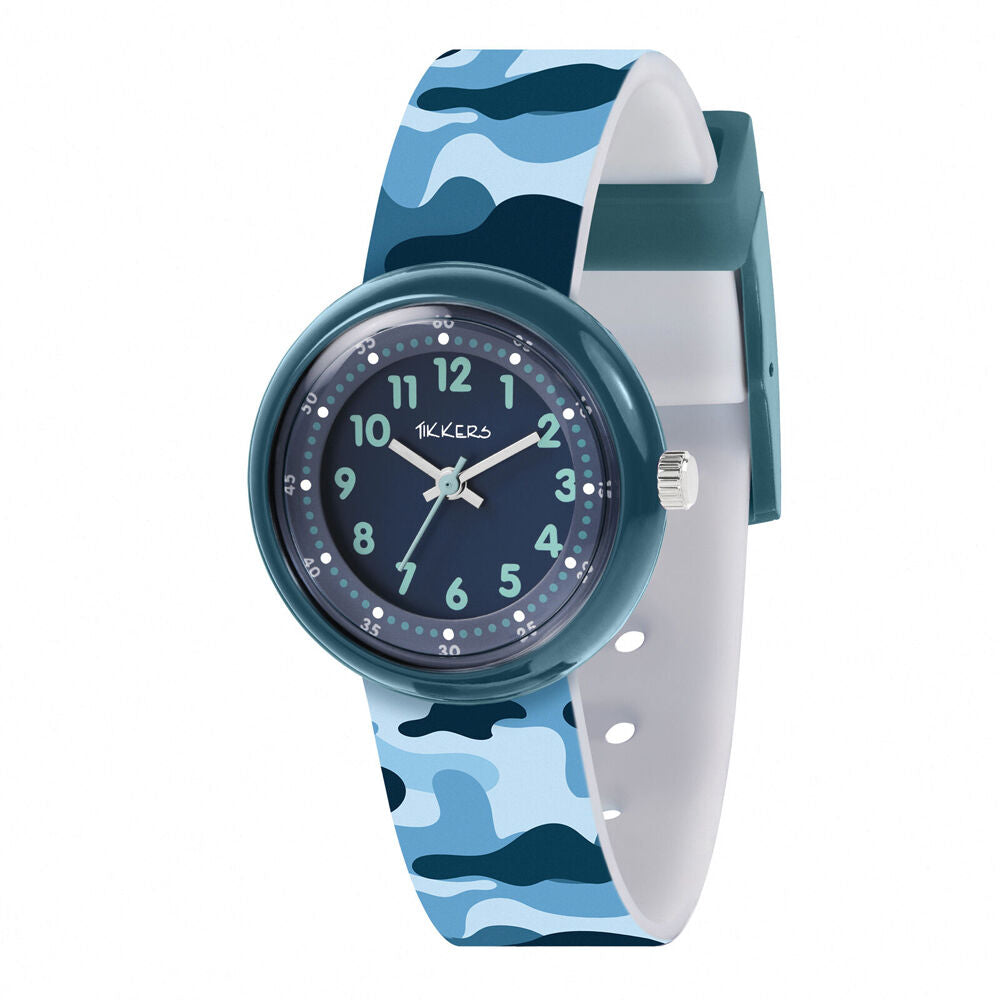 Tikkers Time Adjustable Dial Watch with Silicone Camouflage Straps - Blue