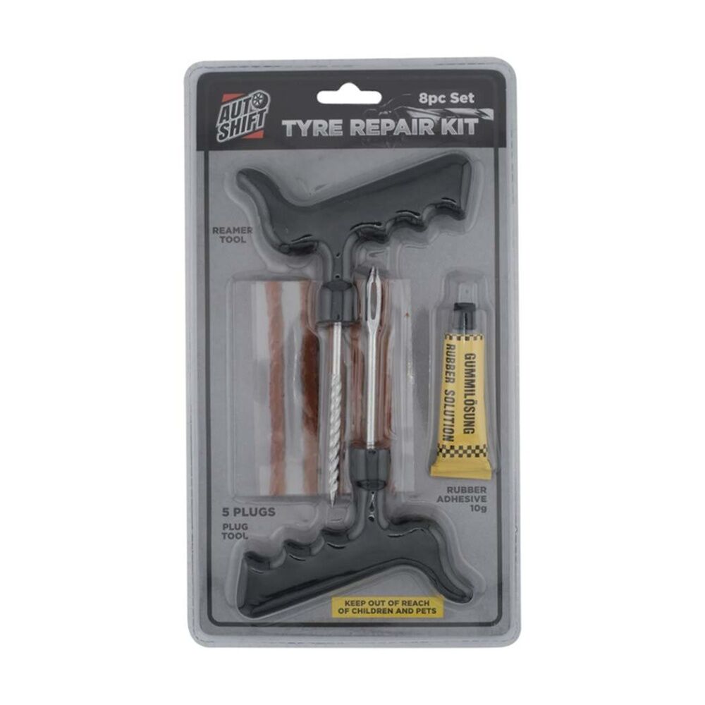 Autoshift Emergency Tyre Puncture Repair Kit w/5 Plugs 2 Tools & Glue (8 Pieces)