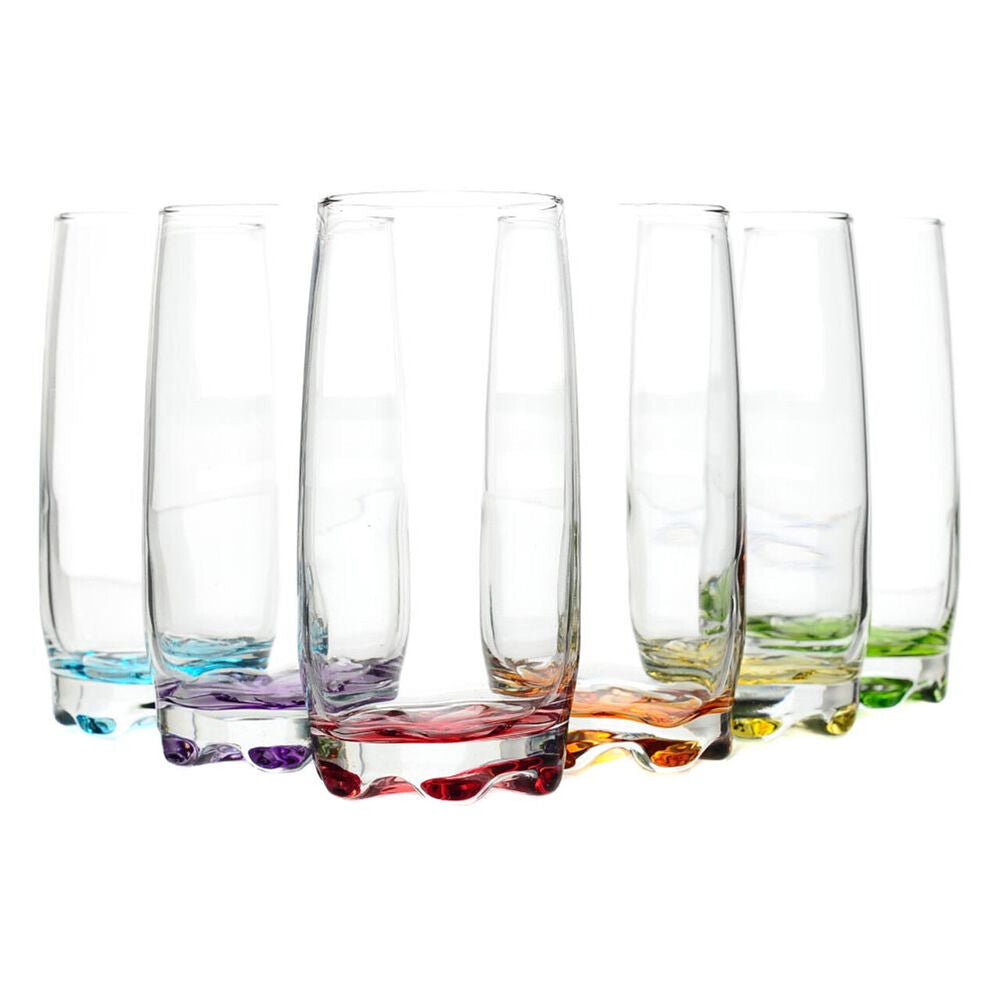 Artcraft Ava Coloured Hi-Ball Drinking Glass Wine & Water Drinkware 390ml (6 Pieces)