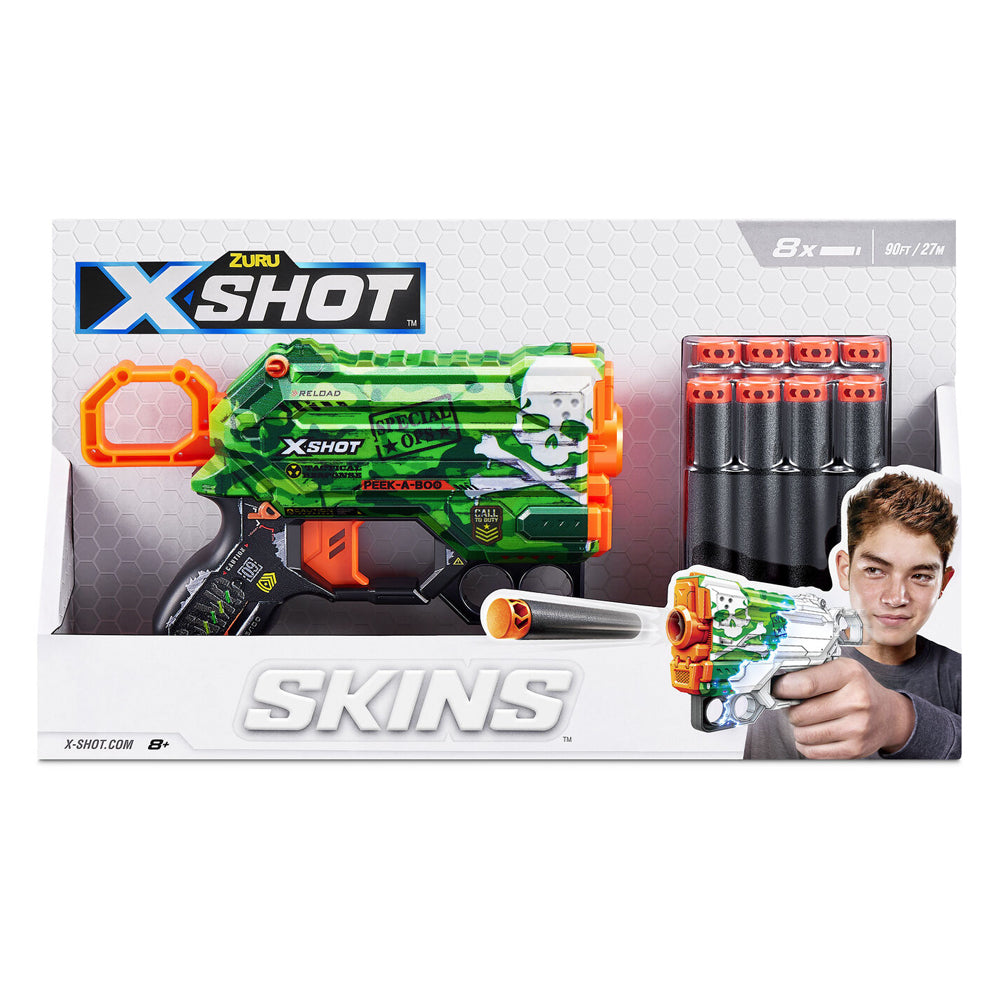 Zuru X-Shot Skins Menace Blaster Toy Gun w/ 8 Darts Assorted Kids/Children 8+