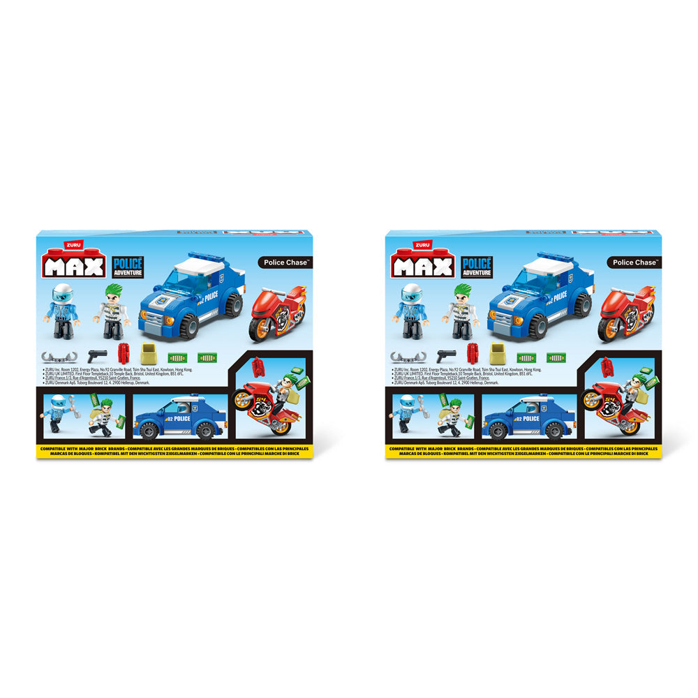 Zuru 125pc ZURU Max Build City Police Playset Bricks Kids Building Figure Toy 6y+ (2 Pack)