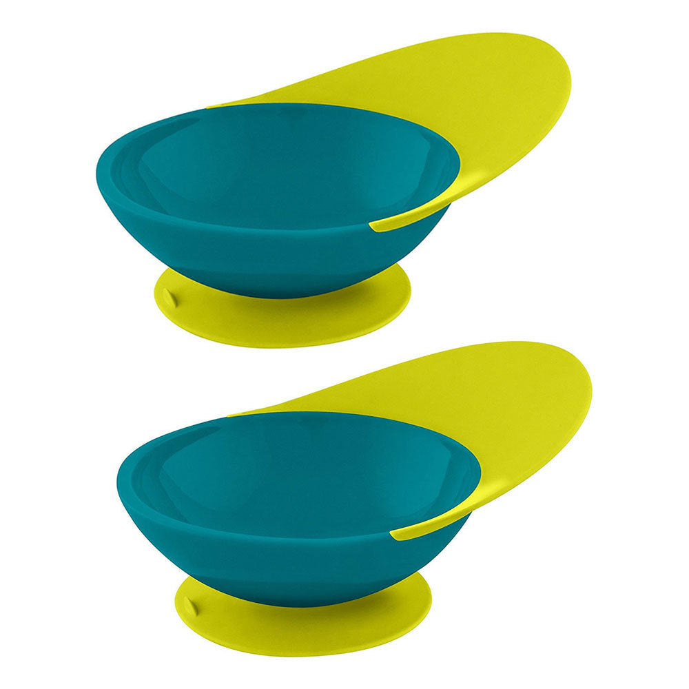 Boon Blue/Green Catch Bowl w/ Spill Catcher for Baby/Toddler Food Mat/Tray (2 Pack)