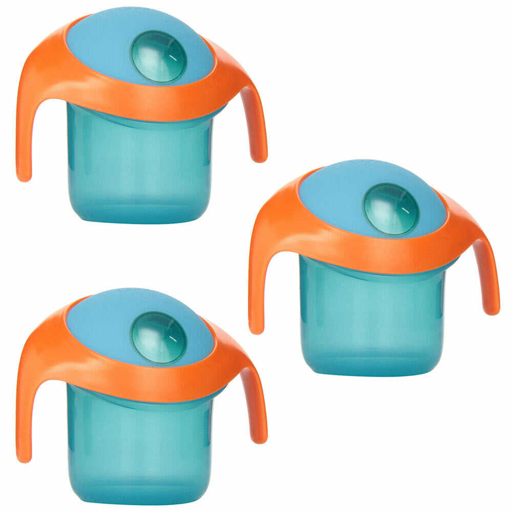 Boon Nosh Baby/Toddler/Kids Feeding Snack Container Food Cup 9m+ w/ Lid Blue (3 Pack)