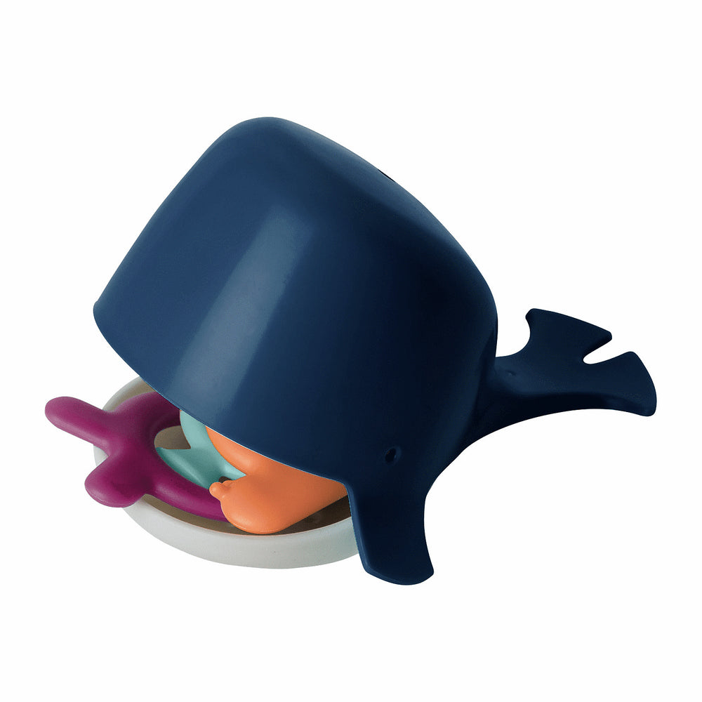 Boon Chomp The Hungry Whale Bath Time Play Toy For Kids/Toddlers 12m+ Navy (4 Pieces)