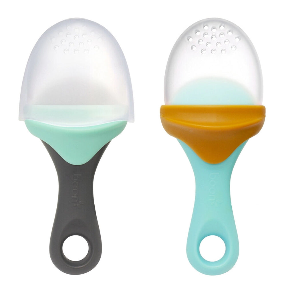 Boon Pulp Silicone Feeder Fruit/Vegetable Pacifier Baby 6m+ Mint/Charcoal (2 Pieces)