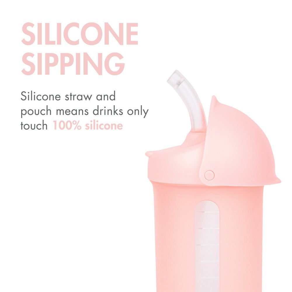 Boon Swig 270ml Water Bottle Sippy Cup w/ Silicone Straw Baby/Toddler 6m+ Blush — image 3