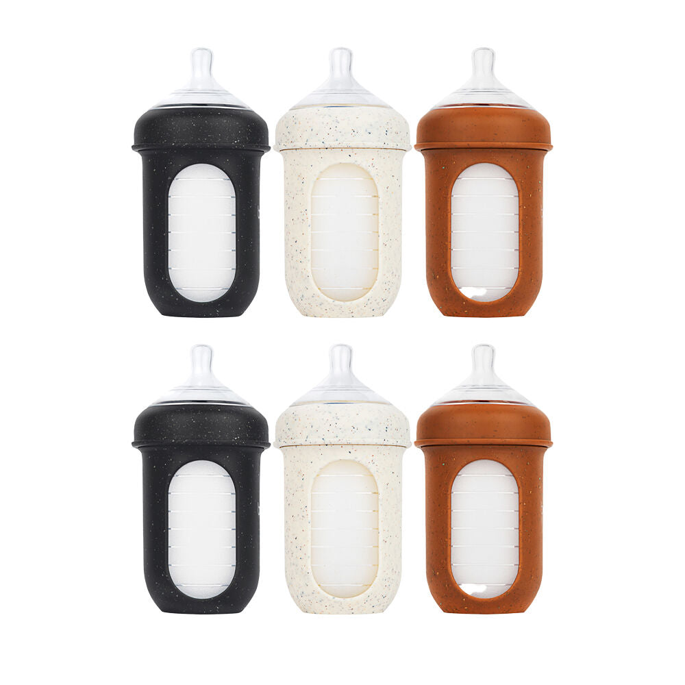 Boon 3PK Boon Nursh Collapsible Silicone Baby Bottle Speckle 237ml 3 Months+ (2 Pack)