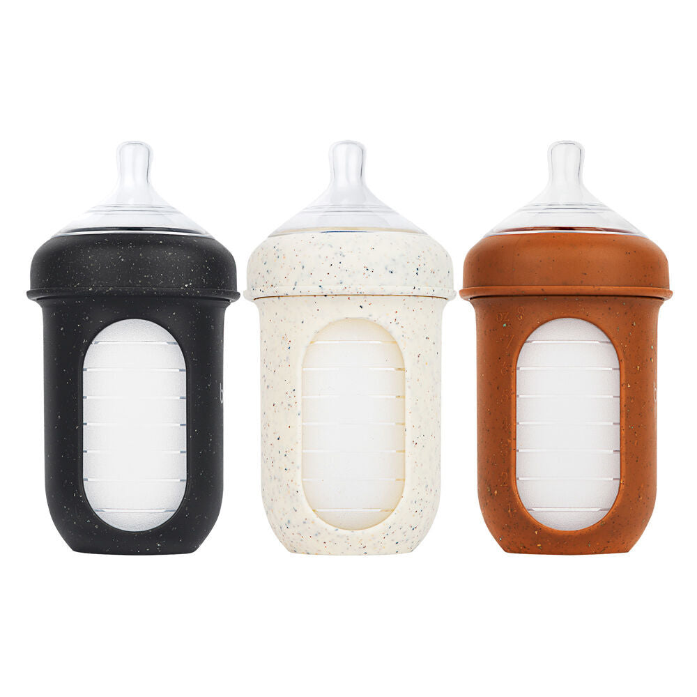 Boon 3PK Boon Nursh Collapsible Silicone Baby Bottle Speckle 237ml 3 Months+ (2 Pack) — image 2
