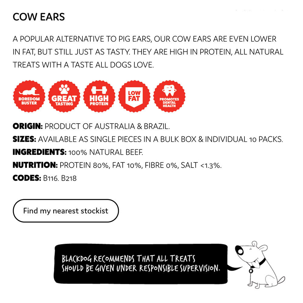 Blackdog Naturally Good Treats Cow Ears 10 Pack Natural High Protein Dog — image 2