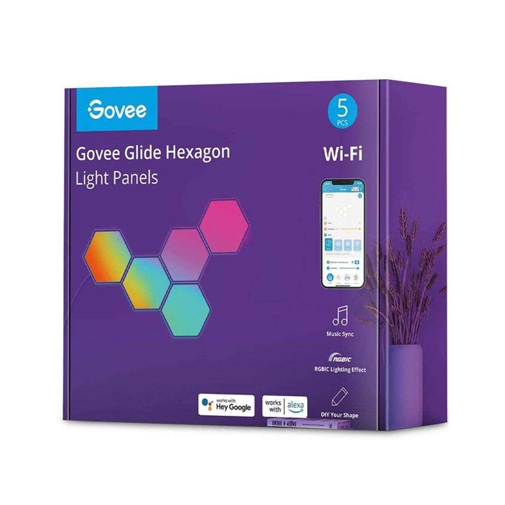 Govee Rgbic Hexagon Glide Smart Light Panels Wall-Mount Set (5 Pieces)