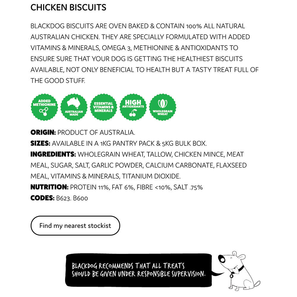 Blackdog 1kg Naturally Good Pet/Dog Premium Chicken Biscuits Healthy Treats/Food — image 2