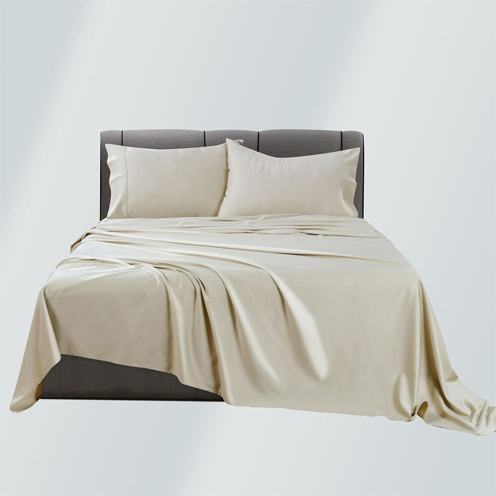Bianca Rosebank 500TC Soft Mega King Size Bed Sheet Set w/ 2xPillowcases Sand — image 3