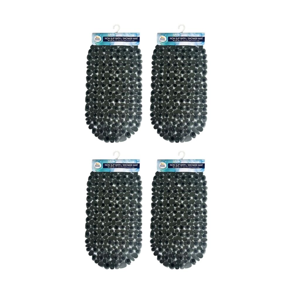 Divine Living Non Slip Bath/Shower Mat w/Suction Cups 34x67cm Assorted (4 Pack)