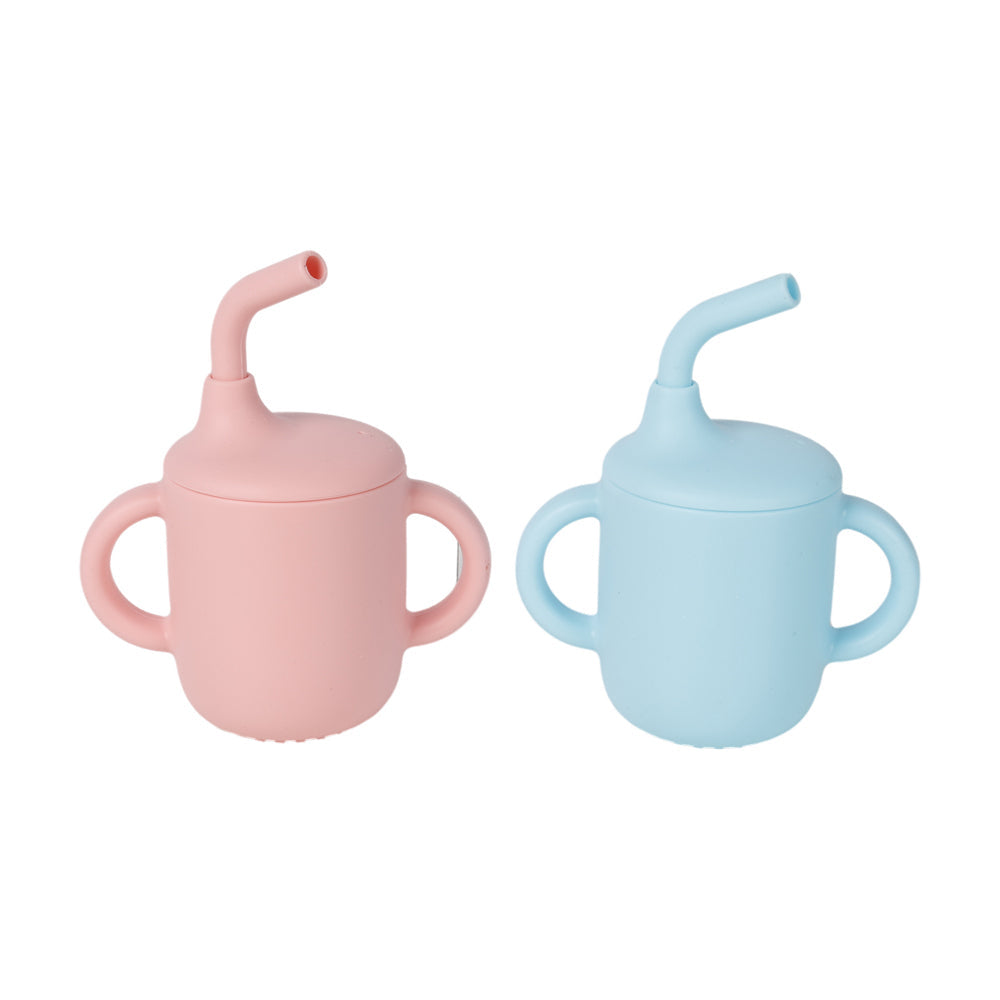 Cuddle Bug Silicone Sippy Cup Training 180ml Baby/Toddler w/ Straw Pink/Blue — image 2