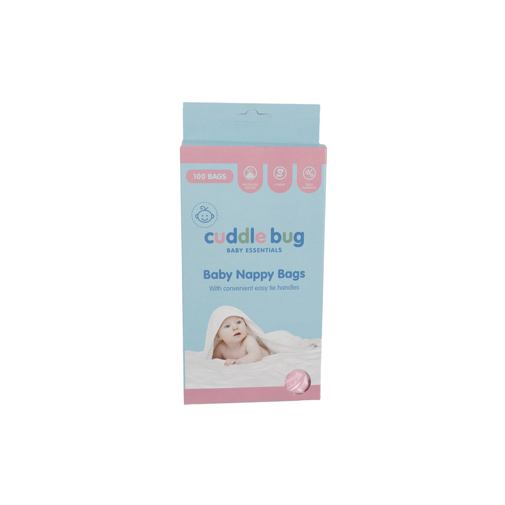 Cuddle Bug 100pc Cuddle Bug Disposable Portable Nappy Durable Bags w/ Easy Tie Handles (6 Pack) — image 2