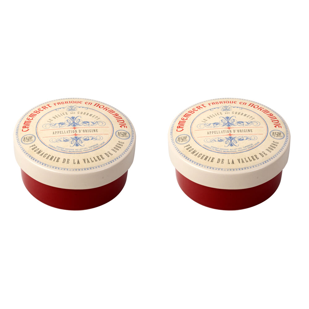 Artesa Gourmet Ceramic Cheese Baker/Serving Dish Vintage Camembert Theme (2 Pack)