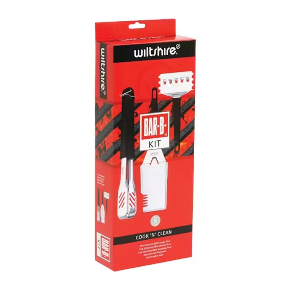 Wiltshire Bar-B Barbeque/BBQ Cook & Clean/Cleaning Kit Tongs/Scraper/Spatula (3 Pieces) — image 2