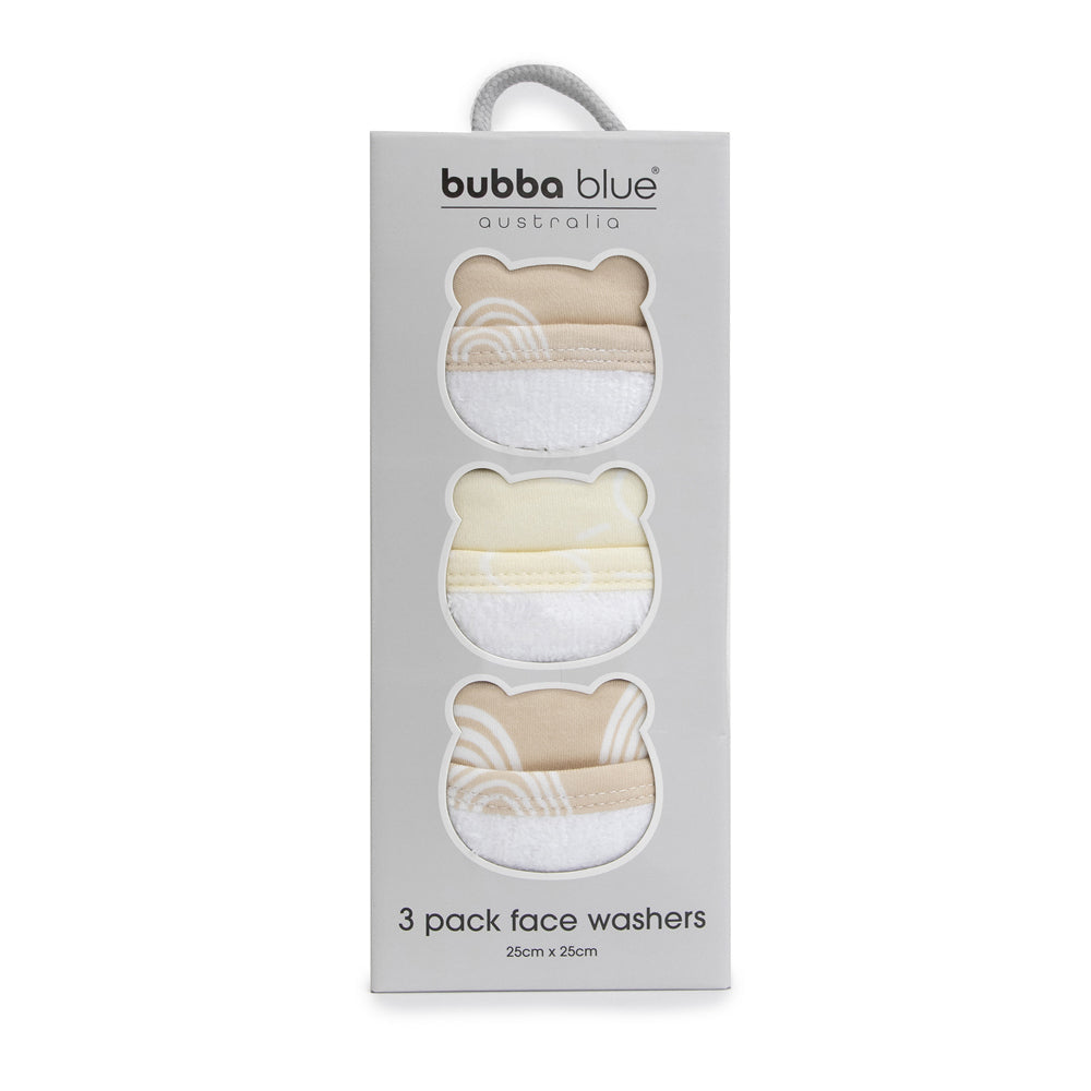 Bubba Blue Nordic Baby/Childrens Face Washer Towels, Vanilla/Latte (3 Pieces)