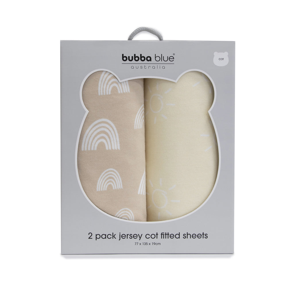 Bubba Blue Nordic Baby Jersey Cot Fitted Sheet, Dusty Vanilla/Latte (2 Pieces)