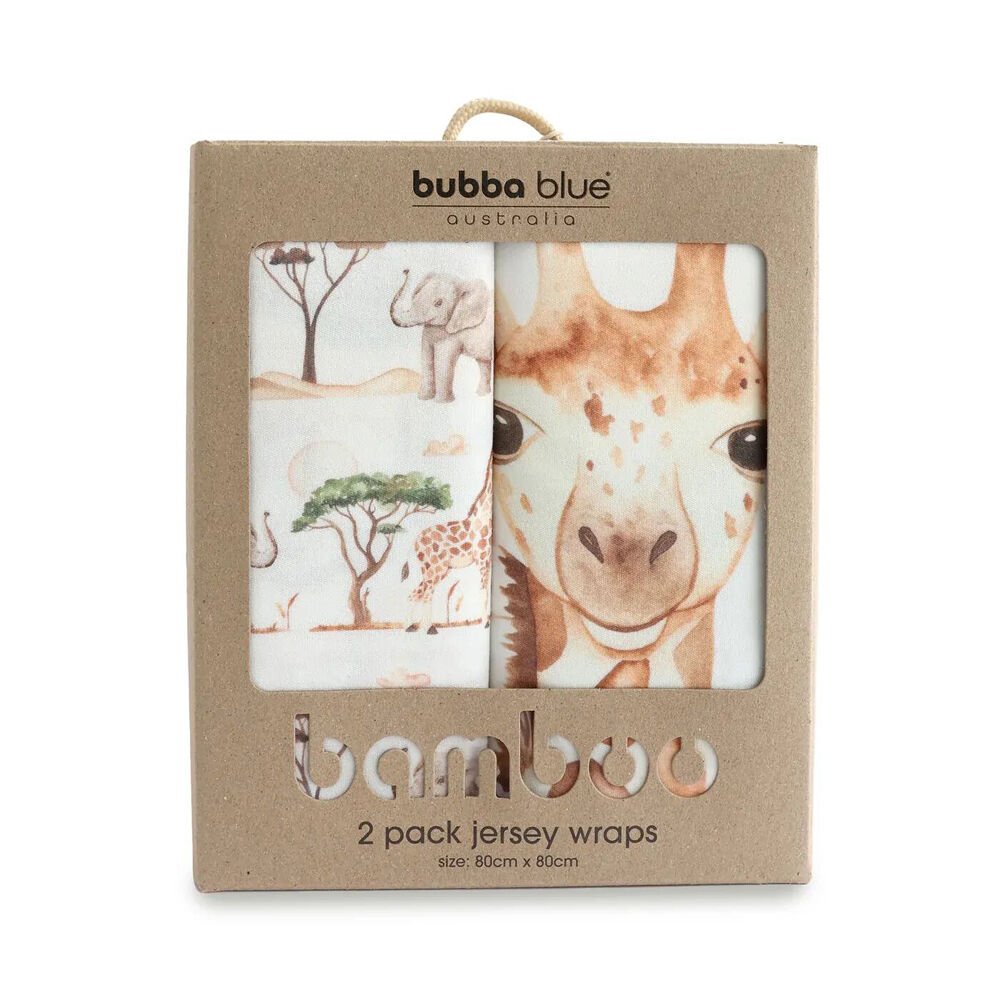 Bubba Blue Bamboo Adventure Soft Jersey Baby/Newborn Swaddle Wraps 80x80cm (2 Pieces)