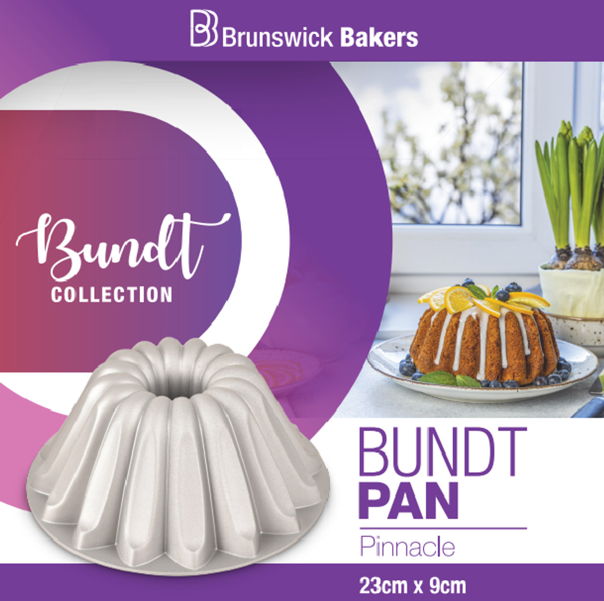 Brunswick Bakers Pinnacle Cast Bundt Pan Aluminum Non-Stick Bakeware 23x9cm — image 3