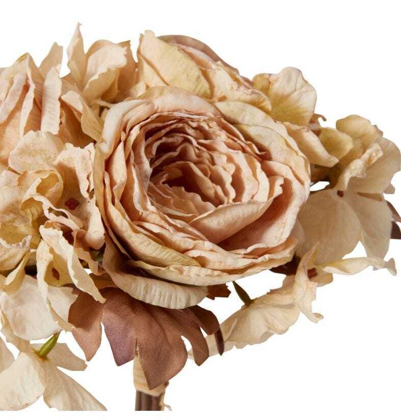E Style 28cm Rose Hydrangea Mix Decor Bouquet Artifical Flower Antique Cream — image 2