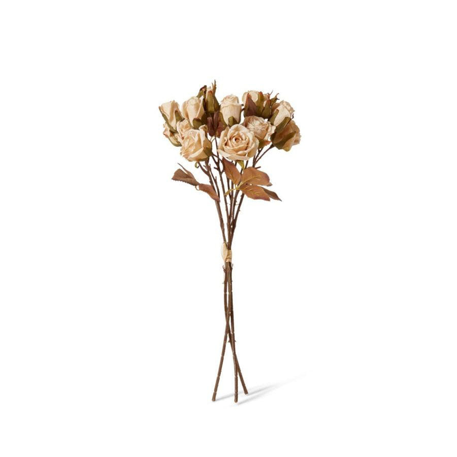 E Style 43cm Plastic Rose Decor Bundle Artifical Flower Antique Cream (2 Pack)