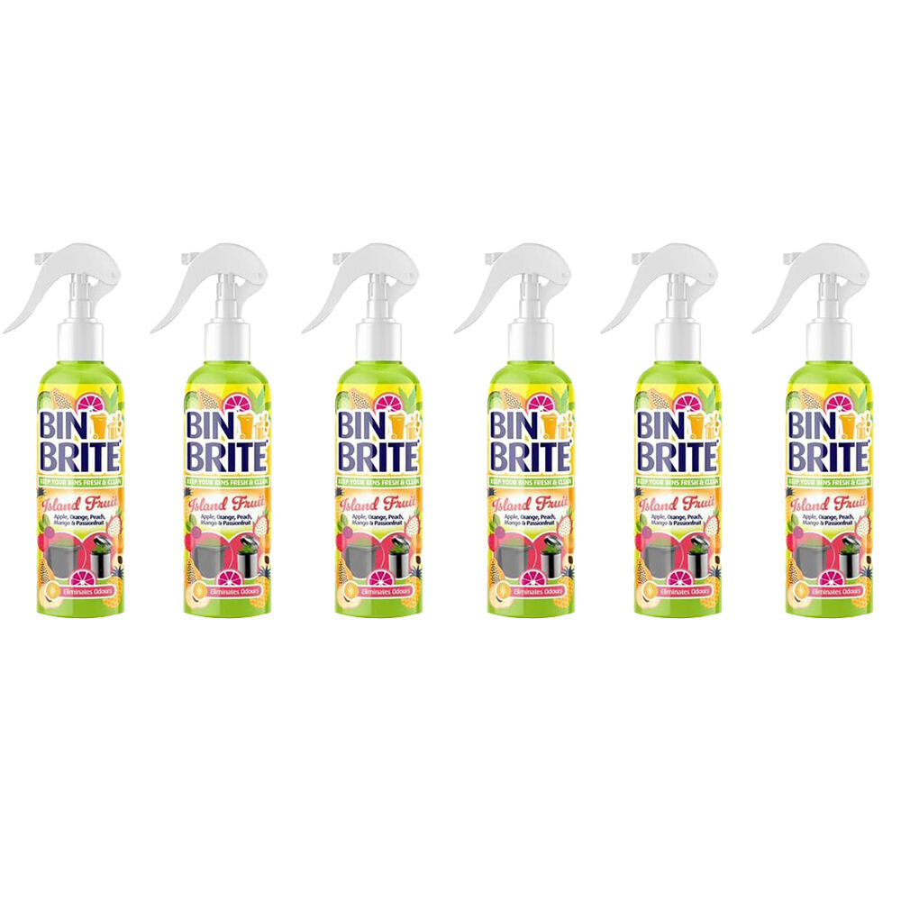 Bin Brite Odour Neutraliser Spray Rubbish Bin Freshener 400ml Island Fruit (6 Pack)