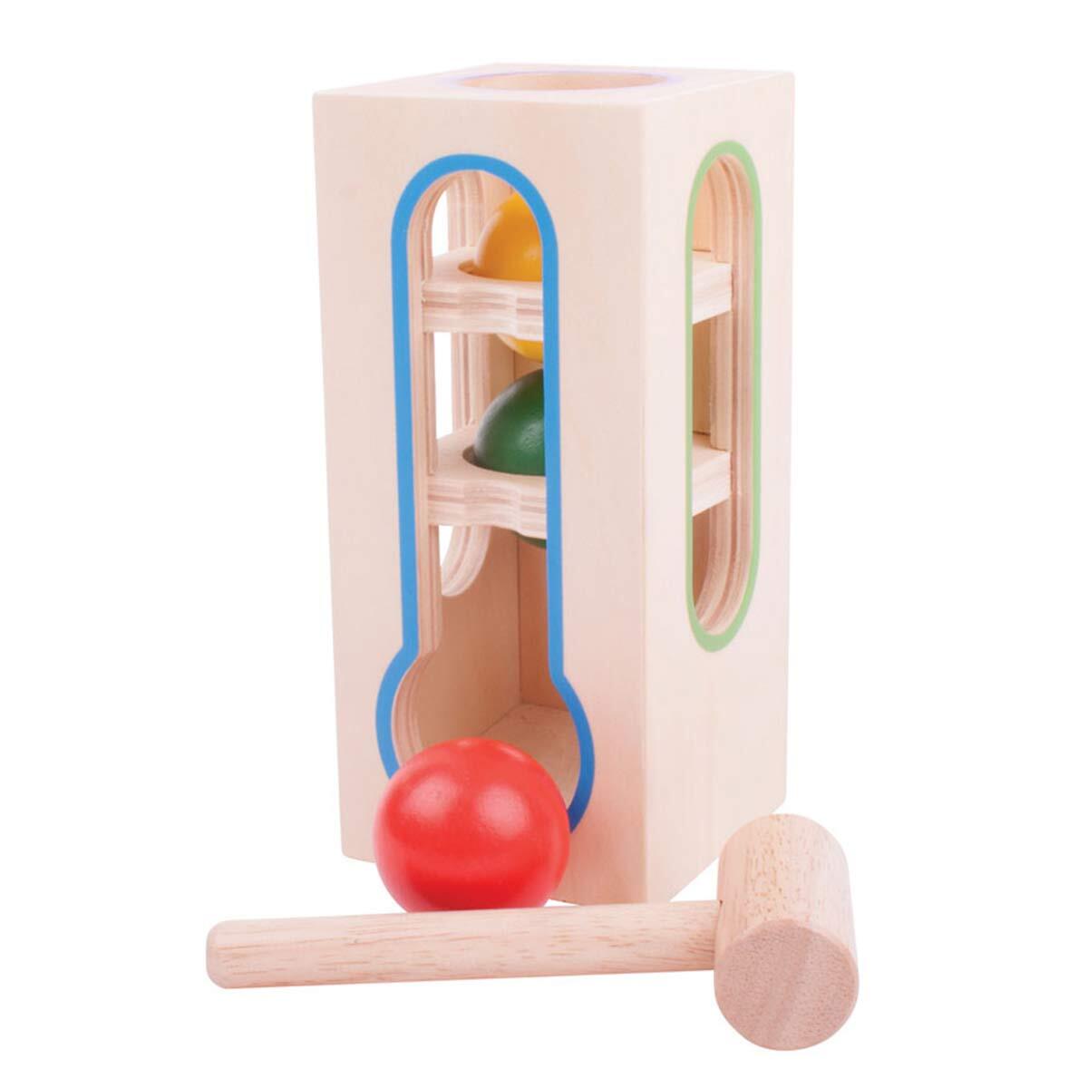 Bigjigs Toys 19cm Wooden Ball Fall w/ Hammer Kids/Children Play Toy 2y+ (5 Pieces) — image 2